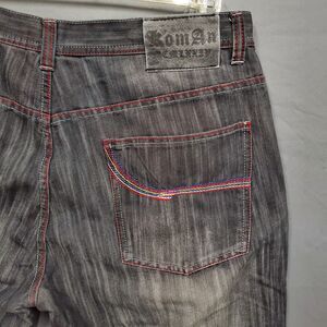 Vintage Koman Jeans Y2K Baggy Stitching Black Mens Size 40x32